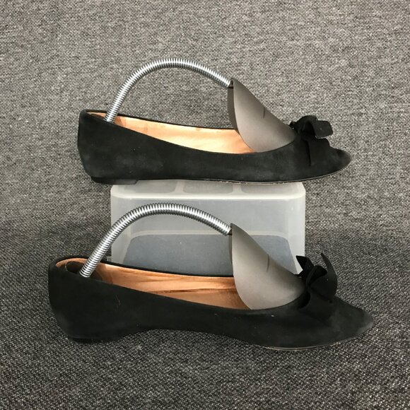Madewell Womens French Knot Skimmer Black Suede Bow Pointed Toe Ballet Flats 9 - Picture 3 of 11